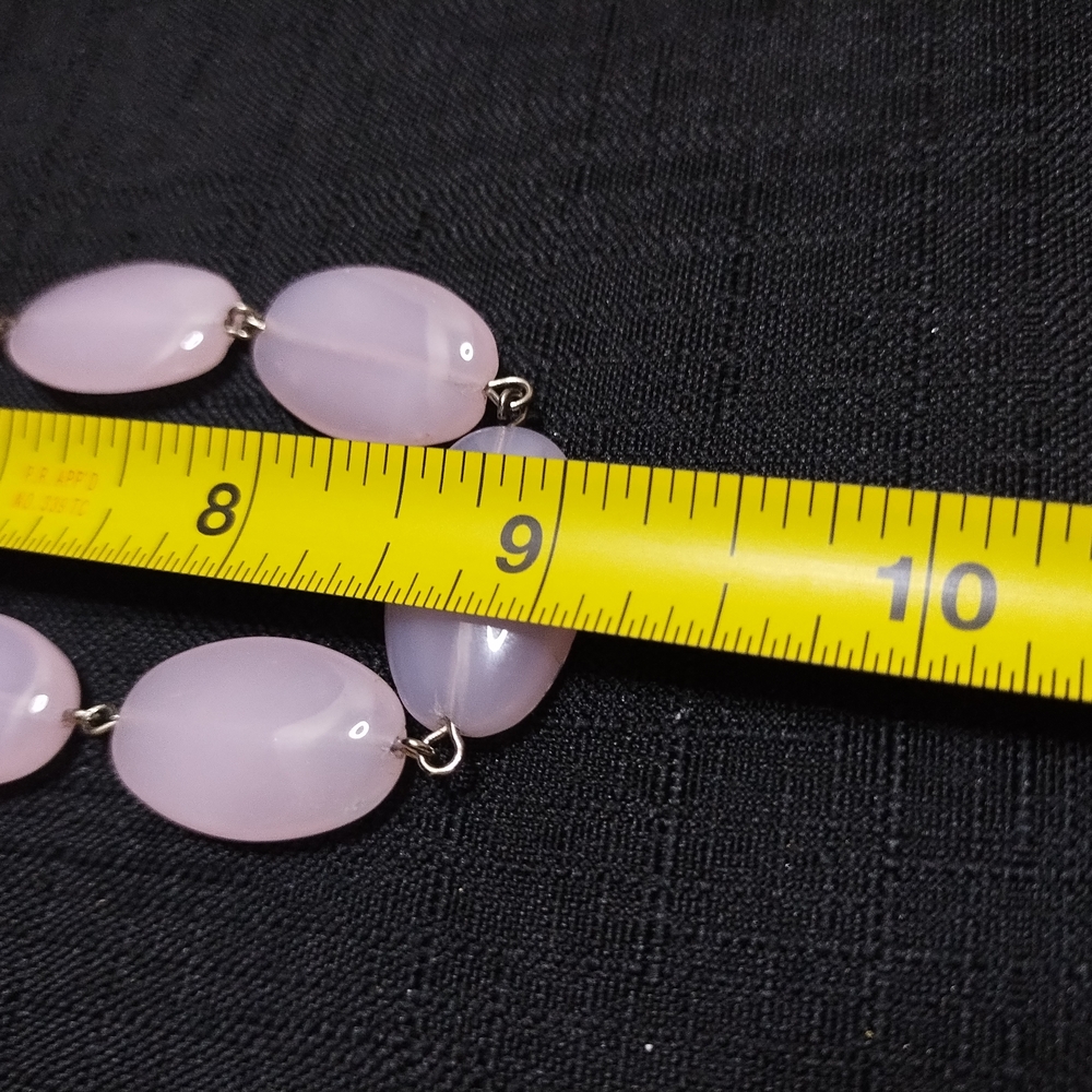 Elegant Light Pink Opaque Beaded Necklace Large Oval Beads - Picture 6 of 6